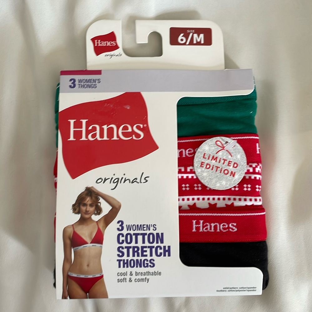 NWT Hanes Cotton Stretch Thongs